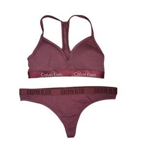 Calvin Klein Women Motive Triangle Padded Racerback Bralette Top & Botto…